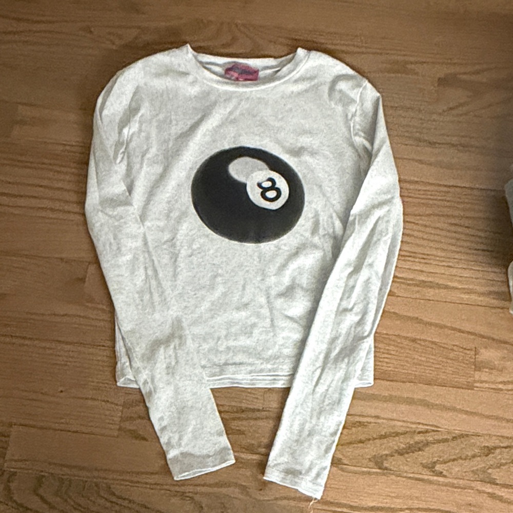 Edikted Grey Long Sleeve Shirt with Black 8 Ball Design